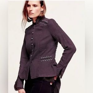 Free People Over and Through Victorian Military Jacket in Purple Sz XS